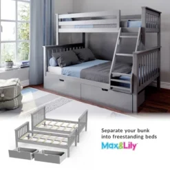 Max & Lily Twin Over Full Bunk Bed With Under Bed Storage Drawers -Baxton Studio Store GUEST 28afd76f bfbe 4643 9aa7 491047a7c319