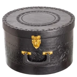 Creative Scents Round Hat Box Container With Gold Locking Lid And Sturdy Handle -Baxton Studio Store GUEST 2a427480 576c 4643 ae0b af4f9436e714