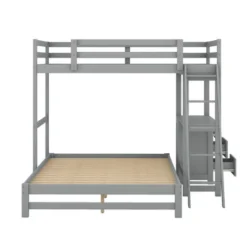 Twin Over Full Bunk Bed With Built-in Desk, Ladder And Three Drawers-ModernLuxe -Baxton Studio Store GUEST 2aebaf8b aa1b 4440 a2a4 82eafbd10f38
