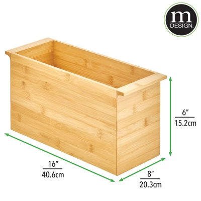 MDesign Bamboo Wooden Bathroom Storage Organizer Box With Handles - Natural 4 MDesign Bamboo Wooden Bathroom Storage Organizer Box With Handles - Natural - Image 2