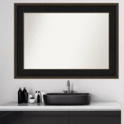 44" X 32" Non-Beveled Mezzanine Wood Bathroom Wall Mirror Espresso Brown - Amanti Art -Baxton Studio Store GUEST 2dbb48d9 9784 4dae 83ac 02052529da5c