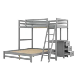 Twin Over Full Bunk Bed With Built-in Desk, Ladder And Three Drawers-ModernLuxe -Baxton Studio Store GUEST 2e373c13 fb4a 438e b8ad a0f9c9340b55