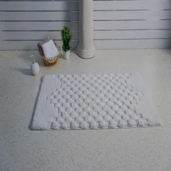 Knightsbridge Luxurious Block Pattern High Quality Year Round Cotton With Non-Skid Back Bath Rug Ivory -Baxton Studio Store GUEST 2f71821b 9e94 4967 bfc4 85ba292db552