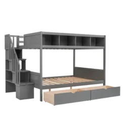 Twin Over Full Bunk Bed With Shelves, Storage Staircase And 2 Drawers - ModernLuxe -Baxton Studio Store GUEST 2fad5fc3 5949 4289 a04b 4ea4302ca912