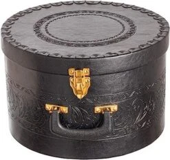 Creative Scents Round Hat Box Container With Gold Locking Lid And Sturdy Handle -Baxton Studio Store GUEST 3110a7cc 1250 48c5 b2c7 1165860b3232