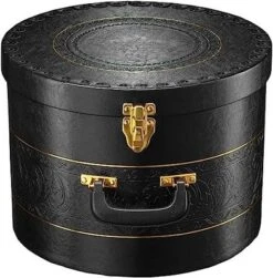 Creative Scents Round Hat Box Container With Gold Locking Lid And Sturdy Handle -Baxton Studio Store GUEST 31165595 c004 4f41 a125 051213bc5b8a