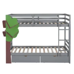 Twin-Over-Twin Bunk Bed With A Tree Decor And Two Storage Drawers-ModernLuxe -Baxton Studio Store GUEST 311cb700 45de 4d97 9a11 d075683995e3