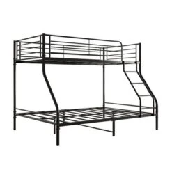 Twin-Over-Full Metal Bunk Bed With Ladder And Enhanced Upper-Level Guardrail, Black-ModernLuxe -Baxton Studio Store GUEST 319de675 f7ae 46cf be44 6df302fb559b
