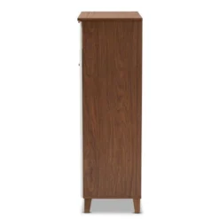 Coolidge 5 Shelf Wood Shoe Cabinet With Drawer White/Walnut - Baxton Studio -Baxton Studio Store GUEST 32760237 1bc7 4a2d a1b7 7e247dbe9a13