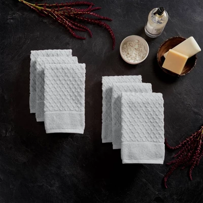 6pc Cotton Diamond Textured Hand Towel Set - Isla Jade 12 6pc Cotton Diamond Textured Hand Towel Set - Isla Jade - Image 10