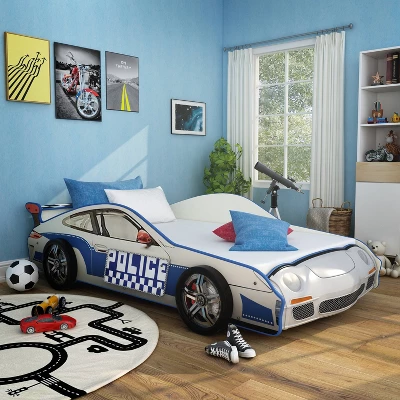 Twin Quessa Police Car Bed With Led Headlight Chair Black/White - HOMES: Inside + Out 3 Twin Quessa Police Car Bed With Led Headlight Chair Black/White - HOMES: Inside + Out