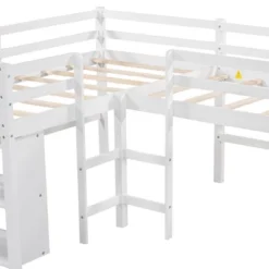 Twin Size L-Shaped Loft Bed With Movable Two-Tier Shelves And Slide - ModernLuxe 22 Twin Size L-Shaped Loft Bed With Movable Two-Tier Shelves And Slide - ModernLuxe -Baxton Studio Store GUEST 35cf888a ed28 4e2d 936f f04575adbffa