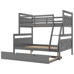 Twin Over Full Bunk Bed With Twin Size Trundle Bed, Ladder And Guardrail-ModernLuxe 23 Twin Over Full Bunk Bed With Twin Size Trundle Bed, Ladder And Guardrail-ModernLuxe -Baxton Studio Store GUEST 3751acd1 0caf 4f7e b8cc c60b4a3bf18f