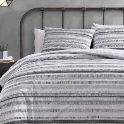 Twin Wooster Stripe Comforter & Sham Set Black/White - City Scene