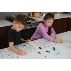 Merka Kids Toddler Essentials Coloring Placemats For Kids, Set Of 4 Mats With 7 Markers Jungle Space Sea Unicorns -Baxton Studio Store GUEST 399bfd66 7649 4262 b913 afa9ea96d187