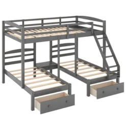Full Over Twin & Twin Bunk Bed, Gray - ModernLuxe -Baxton Studio Store GUEST 39a47508 68c2 452d 9f20 53febcf03f53