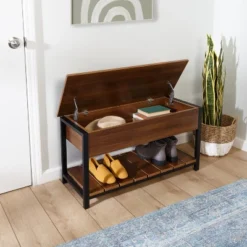 Honey-Can-Do Shoe Storage Bench Walnut -Baxton Studio Store GUEST 39ebffe6 bdbc 428e ba7f 48f8b8b78c33
