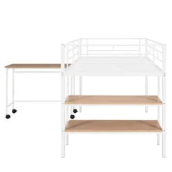 Twin Size Metal Loft Bed With Desk And Shelves - ModernLuxe -Baxton Studio Store GUEST 3a172f7b dac7 480f b6aa 46c3b792c7fe