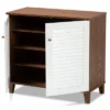 Coolidge 4 Shelf Wood Shoe Cabinet White/Walnut - Baxton Studio -Baxton Studio Store GUEST 3bc3b2bf cc3e 415a bc86 401190cb935e