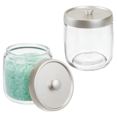MDesign Glass Vanity Storage Organizer Apothecary Jar 3 MDesign Glass Vanity Storage Organizer Apothecary Jar
