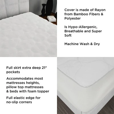 Mattress Cover-Made From Hypo-Allergenic Bamboo Fiber Rayon- Skirted Bed Protector, Breathable Pad With Fitted No Slip Corners By Hastings Home (Twin) 4 Mattress Cover-Made From Hypo-Allergenic Bamboo Fiber Rayon- Skirted Bed Protector, Breathable Pad With Fitted No Slip Corners By Hastings Home (Twin) - Image 2