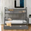 Twin Over Full Bunk Bed With Twin Size Trundle Bed, Ladder And Guardrail-ModernLuxe -Baxton Studio Store GUEST 43b8e786 99f6 45e4 a2a8 3b2b20d5e025