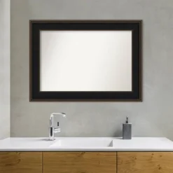 44" X 32" Non-Beveled Mezzanine Wood Bathroom Wall Mirror Espresso Brown - Amanti Art -Baxton Studio Store GUEST 43e40464 64f0 4bc2 97a4 fc33f0046d3b