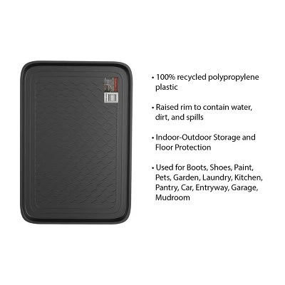 Fleming Supply All-Weather Plastic Indoor/Outdoor Boot Tray Set - 2 Pcs, Dark Gray 4 Fleming Supply All-Weather Plastic Indoor/Outdoor Boot Tray Set - 2 Pcs, Dark Gray - Image 2