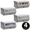 MDesign Large Fabric Closet Shoe Storage Box, 4 Pack, Gray Herringbone -Baxton Studio Store GUEST 465c5a25 e183 48f0 b49d b2512da04d6b