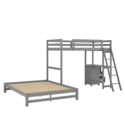 Twin Over Full Bunk Bed With Built-in Desk, Ladder And Three Drawers-ModernLuxe -Baxton Studio Store GUEST 4764c7bf bad2 4371 b22e f5f5137efbe5