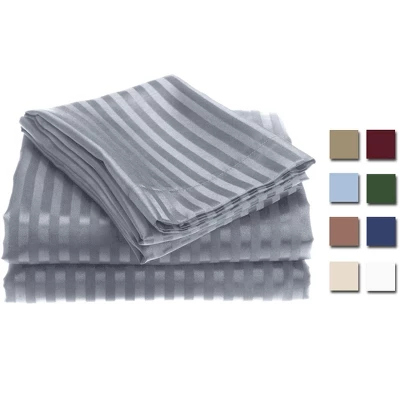 1800 Series Embossed Striped Wrinkle Resistant Sheet 4pc Set 3 1800 Series Embossed Striped Wrinkle Resistant Sheet 4pc Set