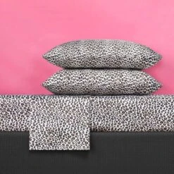 Leopard Print Satin Sheet Set Charcoal - Betseyville -Baxton Studio Store GUEST 486fe374 e62d 4853 b81b a799360bb89a