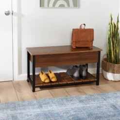 Honey-Can-Do Shoe Storage Bench Walnut -Baxton Studio Store GUEST 4904bd0f 8016 478f bc88 25b6e5c084a4
