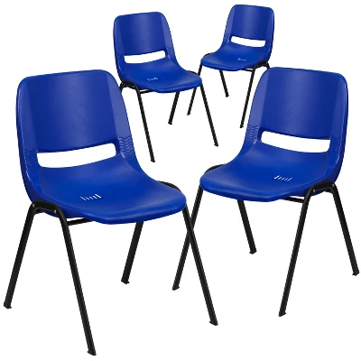 Flash Furniture 4 Pack HERCULES Series 440 Lb. Capacity Kid's Ergonomic Shell Stack Chair With 14" Seat Height 6 Flash Furniture 4 Pack HERCULES Series 440 Lb. Capacity Kid's Ergonomic Shell Stack Chair With 14" Seat Height - Image 4