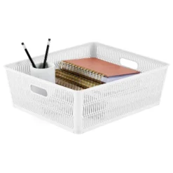 Simplify 2pk Large Slide And Stack Storage Shallow Totes White -Baxton Studio Store GUEST 4a6b8a93 b49f 4da4 942b 6d9f6adfe892