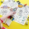 Merka Kids Toddler Essentials Coloring Placemats For Kids, Set Of 4 Mats With 7 Markers Jungle Space Sea Unicorns -Baxton Studio Store GUEST 4a6c314d 359c 4e48 86ed c522c75dc8f6