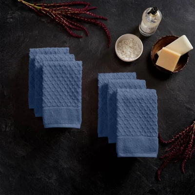 6pc Cotton Diamond Textured Hand Towel Set - Isla Jade 6 6pc Cotton Diamond Textured Hand Towel Set - Isla Jade - Image 4