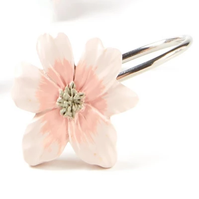 Misty Floral Beautiful Bath Shower Curtain Hooks Set Of 12 Pink By Saturday Knight Ltd 3 Misty Floral Beautiful Bath Shower Curtain Hooks Set Of 12 Pink By Saturday Knight Ltd
