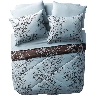 8pc Leaf Bed In A Bag Comforter Set Blue & Chocolate - VCNY Home 8 8pc Leaf Bed In A Bag Comforter Set Blue & Chocolate - VCNY Home - Image 6