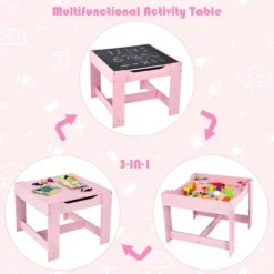 Costway 3 In 1 Wood Activity Table Chair Set W/Storage Box Pink -Baxton Studio Store GUEST 4d43531d b688 45c7 805a fdca4e59f222