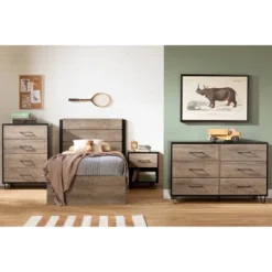 Arlen Mates Bed And Headboard Set Weathered Oak - South Shore -Baxton Studio Store GUEST 4e765bfd 4f51 4a12 8680 702725ea0eb8