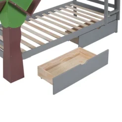 Twin-Over-Twin Bunk Bed With A Tree Decor And Two Storage Drawers-ModernLuxe -Baxton Studio Store GUEST 50c7dbd6 d15d 4cd9 9786 8769c5779fb2