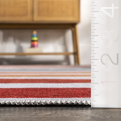 NuLOOM Colorful Striped Machine Washable Kids Area Rug 4 NuLOOM Colorful Striped Machine Washable Kids Area Rug - Image 2