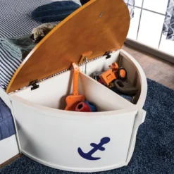 Twin Collindale Boat Design Kids' Bed With Trundle White/Oak - MiBasics -Baxton Studio Store GUEST 526f81e3 94fc 47fa 8482 613334bb8c06