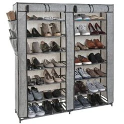 Simplify 7 Tier 14 Shelf Shoe Closet Double Wide -Baxton Studio Store GUEST 5344aa43 7cce 4d88 b91f d746fddd512e