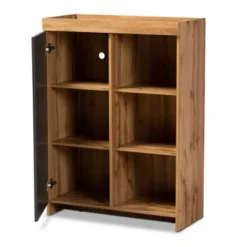 Caspian Wood Shoe Cabinet Gray/Brown - Baxton Studio