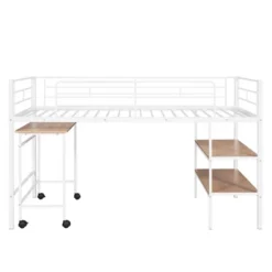 Twin Size Metal Loft Bed With Desk And Shelves - ModernLuxe -Baxton Studio Store GUEST 54943e2d 2e47 424b 9a5b 82cd10a8a444