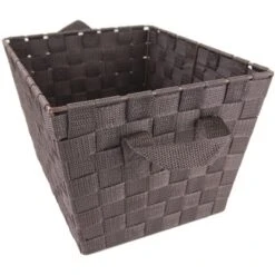 Home Basics Polyester Woven Strap Open Bin, Brown -Baxton Studio Store GUEST 54ecd365 e368 40af a67f 7e0d59a30b14