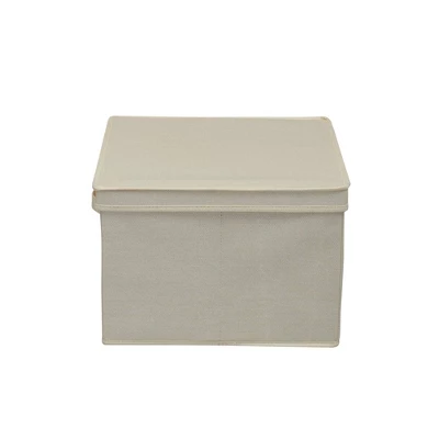 Household Essentials Set Of 2 Square Storage Boxes With Lids Cream Linen 7 Household Essentials Set Of 2 Square Storage Boxes With Lids Cream Linen - Image 5