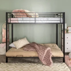 Twin Over Futon Analise Metal Bunk Bed Black - Saracina Home -Baxton Studio Store GUEST 561bd3db cee9 44eb b8a5 0f2ff86da729
